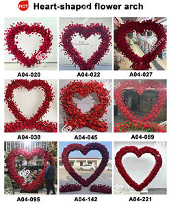 Arche de fleurs artificielles en rose rouge LEDA 2m, fabrication artisanale, personnalisation privée, arche florale en forme de cœur pour les propositions de mariage, toile de fond - Product Image 5