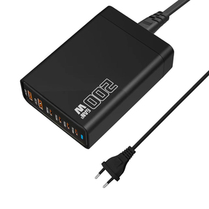 Estación de Carga Multipuerto Super Rápida de <span class=keywords><strong>200W</strong></span> GaN Tipo C 4C2A de 6 Puertos para Todos los Teléfonos Móviles, Cargador de Escritorio USB C PD de 65W 100W para Portátiles - Product Image 5