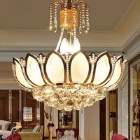 Lustre de luxe doré LED plafonnier moyen décoratif cristal fleur lumières pour chambre salle à manger éclairage décoratif