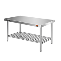 Table de travail carrée en acier inoxydable pour cuisine professionnelle, table de salle à manger, design industriel robuste, démontable, capacité de charge 500 kg/m²