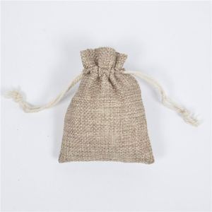 Recycled Natural Linen Drawstring Linen Gift <b>Mini</b> Jute Drawstring Gift Bag - Product Image 3