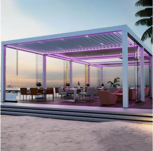 Moderner Outdoor-Aluminium-Rostschutz-Pavillon mit Verstellbarem Motorisiertem Lamellendach, Wind- und Wasserfest für Terrasse und Garten - Product Image 2