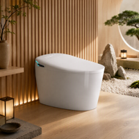 Toilette en céramique à chasse d'eau automatique intelligente avec bidet électronique, siège chauffant, sécheur d'air et télécommande
