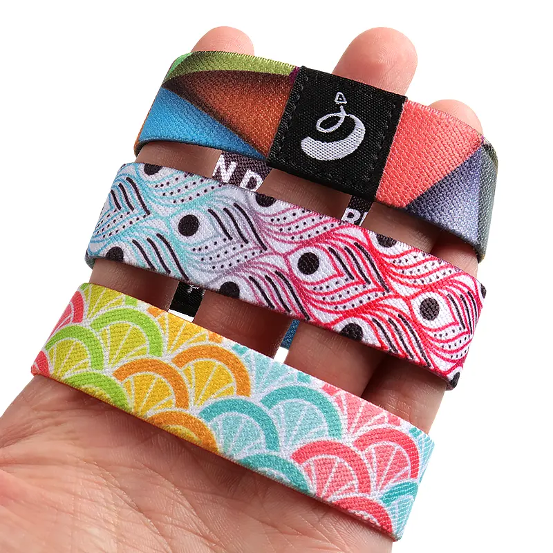Custom Party Promotion Polyester Fabric Elastic Band Bracelet RFID Wristbands Sublimation for Gift