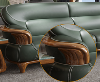 Ensemble de canapés en cuir et bois d'ébène, canapé sectionnel en cuir véritable pour salon, villa, petits espaces, meubles de luxe, canapé européen