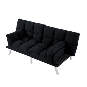 Canapé-lit moderne multifonctionnel pliable <span class=keywords><strong>2</strong></span> places en tissu velours pour chambre à coucher, salon et appartements (noir) - Product Image 3