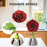 Puzzles en bois 3D à fleurs pour adultes, kit de 2 fleurs en bois DIY avec 2 flacons de parfum et des bâtons diffuseurs (Rose + Rose de Chine)