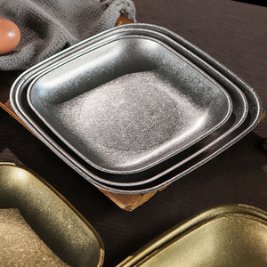 Assiette à Dîner Vintage en Métal de Style Industriel en Acier Inoxydable Camping en Plein Air Assiettes de Nourriture Occidentale Restaurant Français Plat en Os - Product Image 2