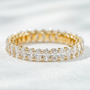 Anillos de banda de diamantes Starsgem, joyería fina, diamante ovalado cultivado en laboratorio de 2.5*3.5mm, anillos de boda de media eternidad en oro de 10K. - Product Image 2