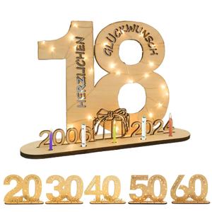 18/20/30/40/50/60 cumpleaños cartel de madera libro de invitados con luces LED vela dinero titular decoración de escritorio para <span class=keywords><strong>aniversario</strong></span> de boda - Product Image 2
