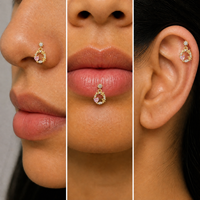 Anting Tusuk ZUOLA Korea Trendi Berhiaskan Bunga Zirkon Lapis Emas 18K Desain Berbintang Perhiasan Wanita Grosir