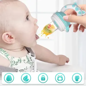 Non-Slip BPA Free Food Grade Children Toddle Training Baby Vegetable Fruit Custom Silicone Feeding Pacifier Feeder Spoon