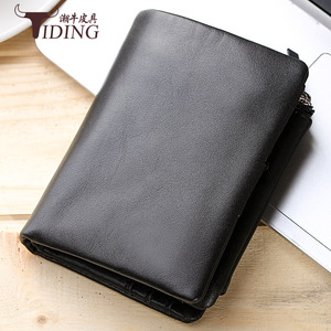Cartera Tri-Fold Unisex Tiding de Cuero Nappa Negro, Gran Capacidad, Múltiples Ranuras para Tarjetas, Uso Diario - Product Image 1