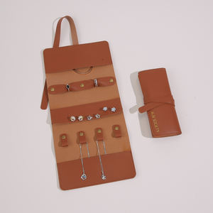 Custom Logo Luxury Leather <b>Roll</b> up Necklace Jewelry <b>Box</b> Portable Display Travel Earring Ring Bracelet Storage Organizer - Product Image 5