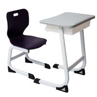 Ensemble Chaise et Bureau Scolaire Minimaliste en Métal, Table d'Étude à Cadre Blanc avec Boîte à Livres, Siège Moulé Facile à Nettoyer à 1 Tiroir, Mobilier Enfant