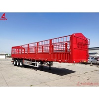 Remorque semi-remorque robuste à clôture haute pour l'élevage, capacité de 50 tonnes, matériau en acier, 4 essieux, 60 cm détachable