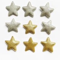 Vente en gros de paillettes dorées 3D rembourrées étoiles gonflées fournitures de couture paillettes étoiles décor 5cm étoiles rembourrées appliques patchs