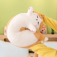 Boneka Hewan Plush Desain Baru Grosir, Bantal & Alas Tidur Kucing Panjang, Mainan Hewan Plush Warna-warni untuk Anak-anak