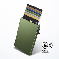 Portefeuille en métal personnalisé avec logo OEM, minimaliste, en aluminium, automatique, pour cartes de crédit, avec blocage RFID, pour hommes