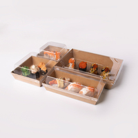 Boîte à sushi jetable en papier kraft, plateau alimentaire, conteneur de restauration pour événements et buffets