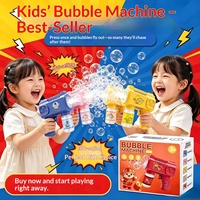 Pistolet à bulles électrique portable avec lumières LED, 8 trous, pour enfants, jouet de fête d'été en plein air, cadeau