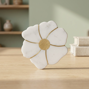 Trending Flower Marble Coasters <b>Set</b> Handmade Natural Stone Drink Coasters <b>Waterproof</b> Heat Resistant Home Kitchen Decor - Product Image 1