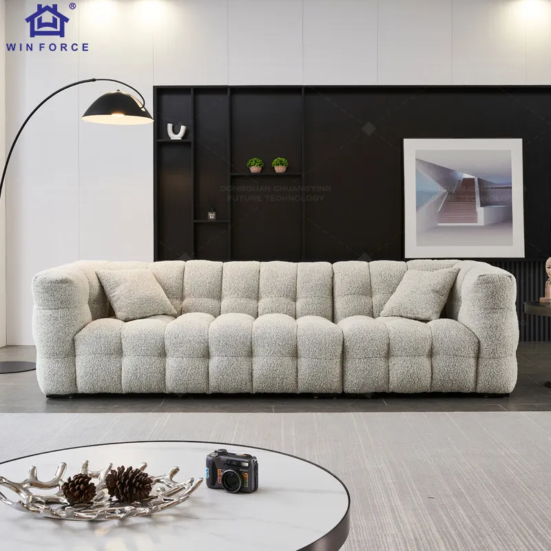 Winforce Modern Design Home Living Room Modular Sofa White Velvet Fabric Sofa Luxury Living Room Sofa