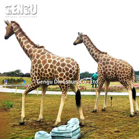 Zoo Park Décoration Statue de girafe télécommandée Modèle animal en fibre de verre réaliste pour enfants et parc d'attractions