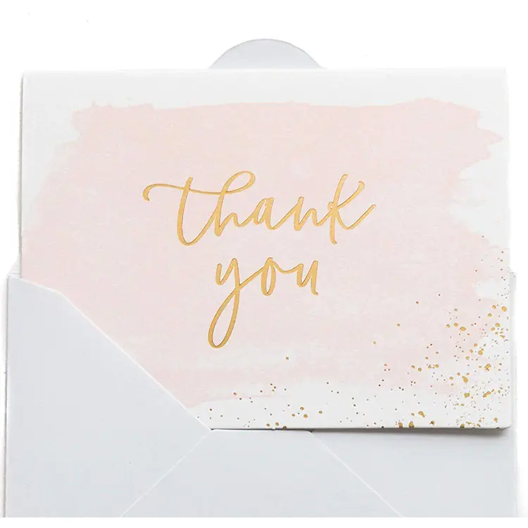 Fancy 48 blank gold foil watercolor thank you cards blank for wedding baby & bridal shower