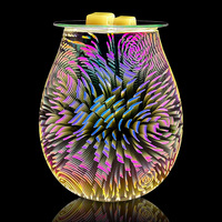 Lampe chauffe-cire électrique 3D en verre, design Feux d'artifice, pour cire parfumée, veilleuse et décoration d'aromathérapie pour la maison et la chambre