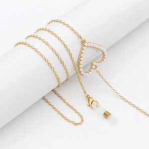 クリスタルパールメタルゴールドブラックシルバークローバーハートポシェットカテンサングラスストラップ眼鏡チェーンメガネコード - Product Image 3