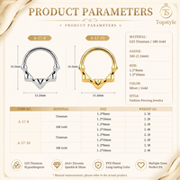 Edgy G23 Titan Klappbarer Clicker-Ring Facettiertes Herz Geometrischer Septum Hoop Hypoallergener Helix-Knorpel-Piercing-Schmuck