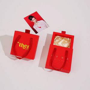 Premium Sliding Drawer Jewelry <b>Box</b> with Ribbon Handle Custom Logo Eco-friendly Packaging for Jewelry <b>Gifts</b> - Product Image 5