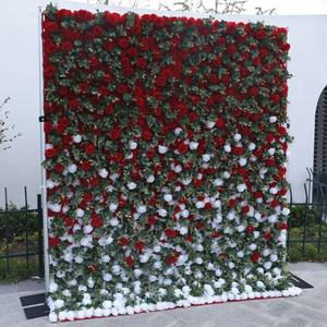 Forest Style 5D Cloth Base Wedding Backdrop Flower Wall <b>Artificial</b> Rose Row Factory Direct High Grade Wedding Flower Wall - Product Image 1