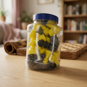 Venta al por mayor pequeñas piezas de ajedrez en negro y amarillo juego de mesa de plástico para la práctica de los jugadores amarillo negro juegos de ajedrez - Product Image 3