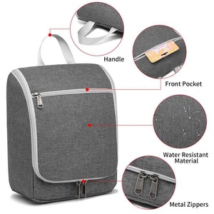 Bolsa Organizadora de Cosméticos de Malla Gris con Cierre de Cremallera, Gancho para Colgar, Asa Suave, Capacidad Media, Estuche de Almacenamiento Multifuncional - Product Image 5