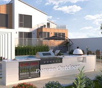 Cuisine extérieure modulaire résistante à l'humidité en acier inoxydable 304 avec barbecue à gaz et évier pour jardin, studio, loft, balcon, véranda