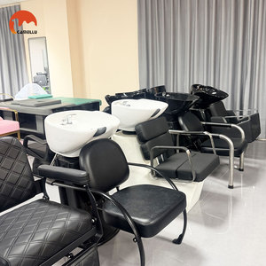 Sillón de Lavado de Cabello Semi-<span class=keywords><strong>Reclinable</strong></span> de Diseño Moderno y Lujo Ligero <span class=keywords><strong>para</strong></span> Salón de Belleza y Barbería con Construcción Metálica Resistente - Product Image 5