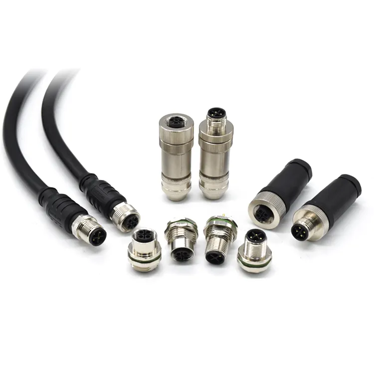 Assembly Plug Transmission 4 Pin Aviation Cable Male Female Socket Waterproof Connector M12 Sensor Connector