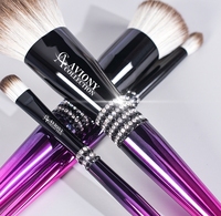 DailyQueen Ensemble de 16 pinceaux cosmétiques de luxe DV à manche en bois souple, coffret cadeau |   Comprend un tapis de nettoyage en éponge pour l'application sur le visage et les yeux, application douce