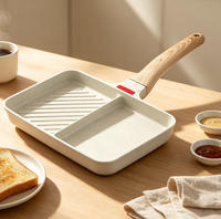 Poêle multifonctionnelle en aluminium moulé sous pression antiadhésive avec compartiments pour petit-déjeuner, cuisson des œufs, compatible induction