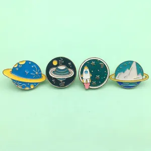 Wholesale Creative Metal Crafts Custom Printed Cute Planet Brooch Badge Cartoon Personality Lapel Pin For Decoration Business