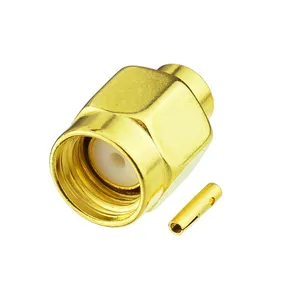 RF Coaxial RP-SMA Male Solder Connector for .141" RG402 Cable