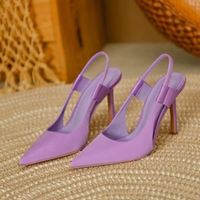 Sandales élégantes pour femmes à talons hauts, en tissu élastique, à bout pointu, couleur unie, ajourées, style tempérament
