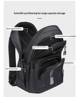 Sac à dos d'étudiant décontracté pour ordinateur portable, sac à dos de voyage imperméable pour le sport en plein air, unisexe, pour le bureau, avec fermeture éclair