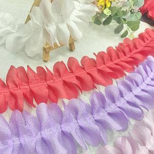8cm con rifiniture a balze con rifiniture in pizzo con nastro in <span class=keywords><strong>Chiffon</strong></span> plissettato Per cucire abiti da bambino Per abiti da DIY XF33 50 iarde Per rotolo - Product Image 2