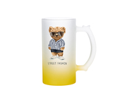 PYD Life vente en gros été 16oz 480ml givré sublimation dégradé couleur personnalisé verre bière chope avec poignée