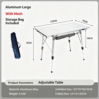 Table de pique-nique rectangulaire pliable, design en forme de nid d'abeille, réglable en hauteur, en alliage d'aluminium, mobilier d'extérieur, argent