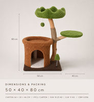 Arbre à chat en bois naturel avec tapis à gratter en jute de 4 mm en forme de nuage, hauteur 80 cm, meuble d'intérieur pour chat à placer près de la fenêtre