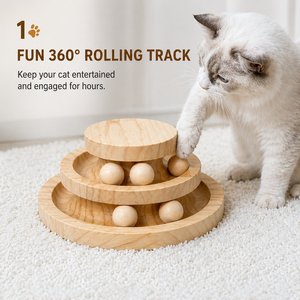 Juguete de madera para gatos con pista rodante de triple capa, juguete para aliviar el aburrimiento y hacer ejercicio para gatos - Product Image 1